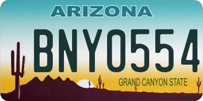 AZ license plate BNY0554