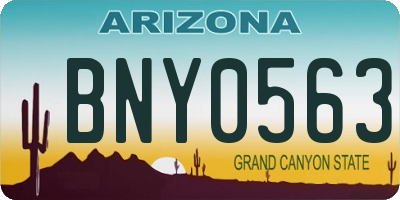 AZ license plate BNY0563