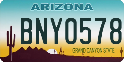 AZ license plate BNY0578
