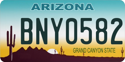 AZ license plate BNY0582