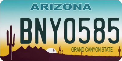 AZ license plate BNY0585