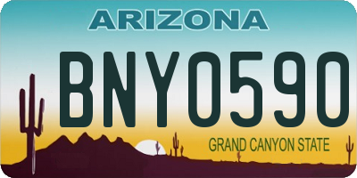 AZ license plate BNY0590