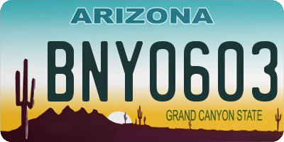 AZ license plate BNY0603