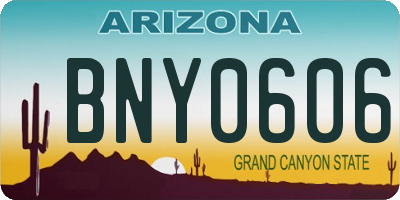 AZ license plate BNY0606