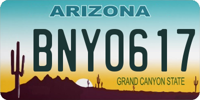 AZ license plate BNY0617