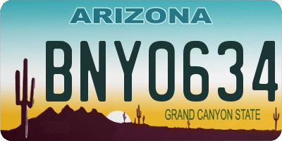 AZ license plate BNY0634