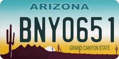 AZ license plate BNY0651
