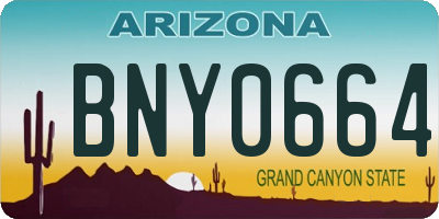 AZ license plate BNY0664