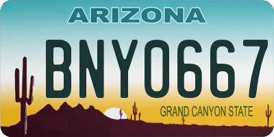 AZ license plate BNY0667