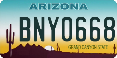 AZ license plate BNY0668