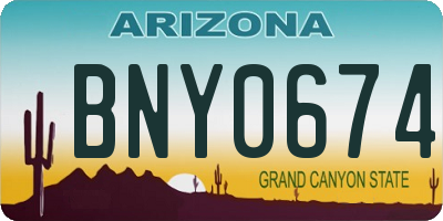 AZ license plate BNY0674