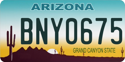 AZ license plate BNY0675