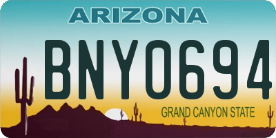 AZ license plate BNY0694