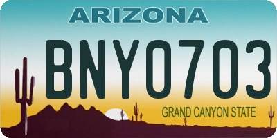 AZ license plate BNY0703