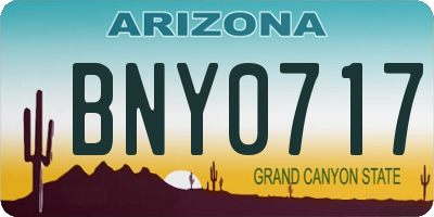 AZ license plate BNY0717