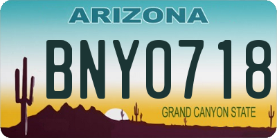 AZ license plate BNY0718