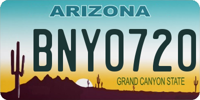 AZ license plate BNY0720
