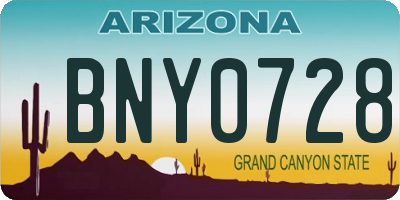 AZ license plate BNY0728