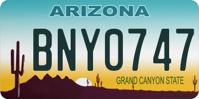 AZ license plate BNY0747