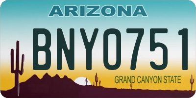 AZ license plate BNY0751