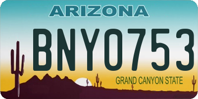AZ license plate BNY0753