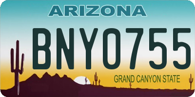 AZ license plate BNY0755