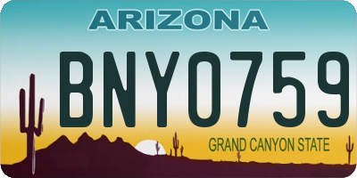 AZ license plate BNY0759
