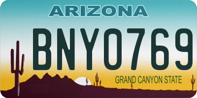 AZ license plate BNY0769