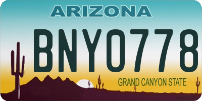 AZ license plate BNY0778