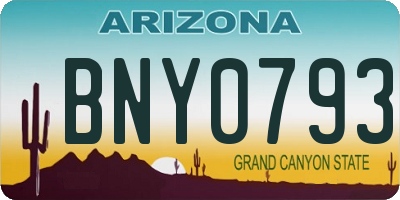 AZ license plate BNY0793