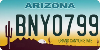 AZ license plate BNY0799