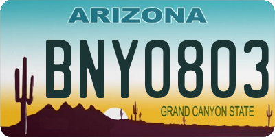 AZ license plate BNY0803