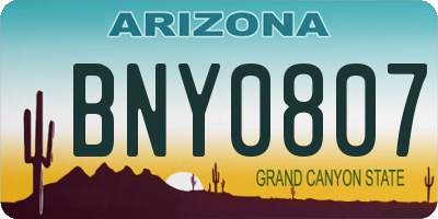 AZ license plate BNY0807