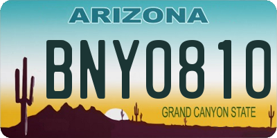 AZ license plate BNY0810