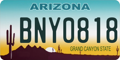 AZ license plate BNY0818