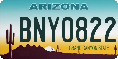 AZ license plate BNY0822