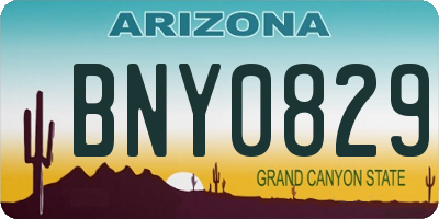 AZ license plate BNY0829