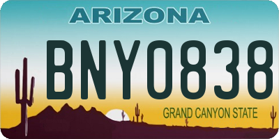 AZ license plate BNY0838
