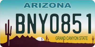 AZ license plate BNY0851