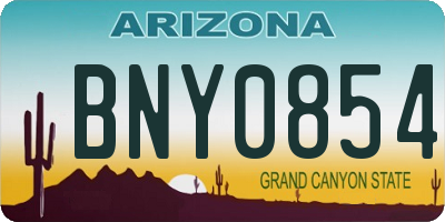 AZ license plate BNY0854