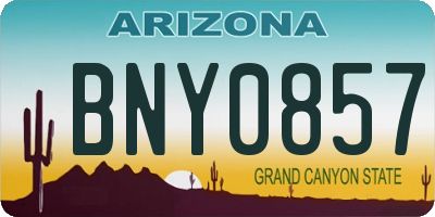 AZ license plate BNY0857