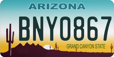 AZ license plate BNY0867