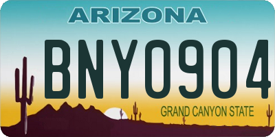 AZ license plate BNY0904