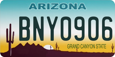 AZ license plate BNY0906
