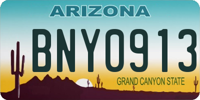 AZ license plate BNY0913