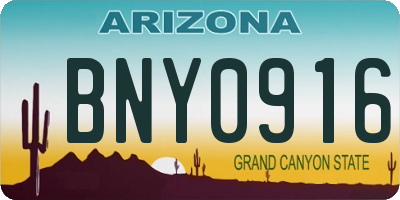 AZ license plate BNY0916