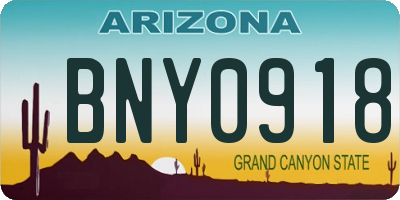 AZ license plate BNY0918