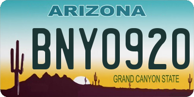AZ license plate BNY0920
