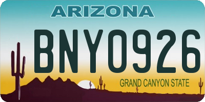 AZ license plate BNY0926