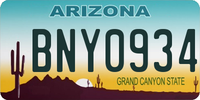 AZ license plate BNY0934